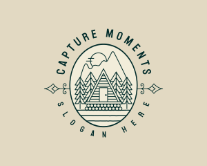 Destination - Mountain Cabin Lodge logo design