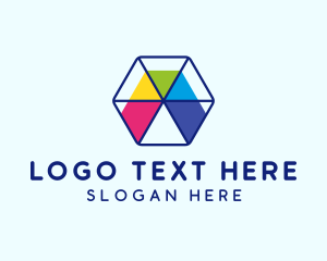 Colorful Sliced Hexagon Logo