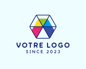 Commercial - Colorful Sliced Hexagon logo design