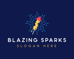 Rocket Fireworks Celebration logo design