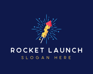 Rocket Fireworks Celebration logo design