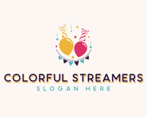 Streamers - Party Hat Celebration logo design