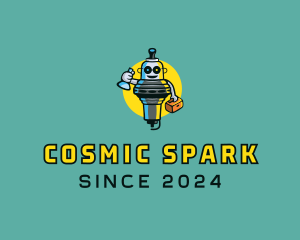 Spark Plug Mechanic Mascot logo design