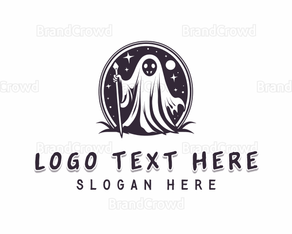 Wizard Ghost Halloween Logo