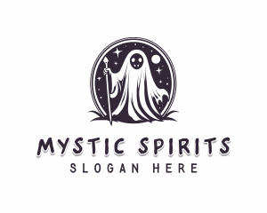 Wizard Ghost Halloween logo design