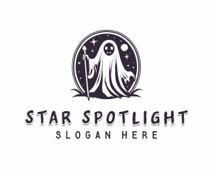 Wizard Ghost Halloween logo design