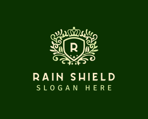 Wreath Shield Crown logo design