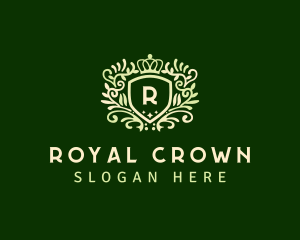 Wreath Shield Crown logo design