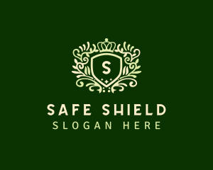 Wreath Shield Crown logo design