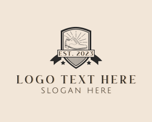 Loafer - Brogue Shoes Shield logo design