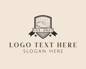 Cobbler - Brogue Shoes Shield logo design