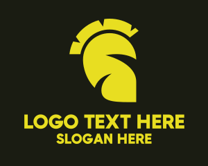 Helmet - Yellow Eco Leaf Spartan logo design