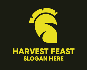 Yellow Eco Leaf Spartan logo design