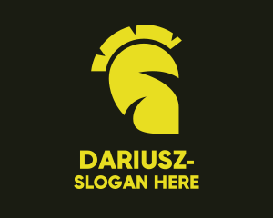 Helmet - Yellow Eco Leaf Spartan logo design