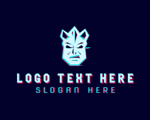 Anaglyph - Glitch Angry Mask logo design