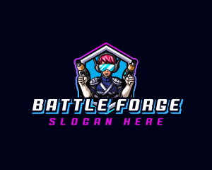 Female Gun Battle logo design