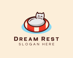 Sleeping Cat Kitten Pussycat logo design