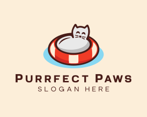 Sleeping Cat Kitten Pussycat logo design