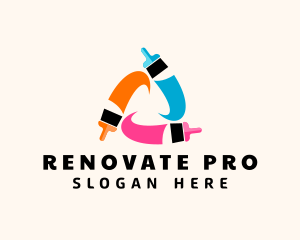 Home Renovation Paint Brush  logo design