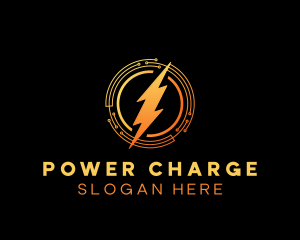 Lightning Bolt Power Circuit logo design