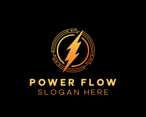 Lightning Bolt Power Circuit logo design