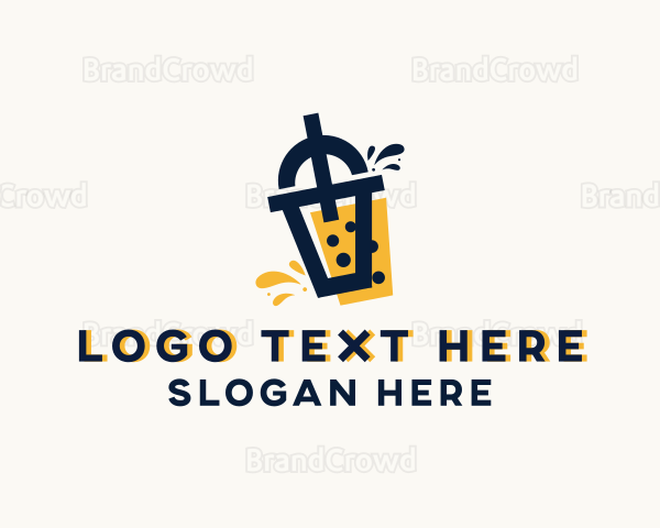 Boba Milk Tea Drink Logo