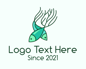 Fisherman - Seaweed Coral Fish logo design