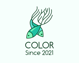 Fisherman - Seaweed Coral Fish logo design