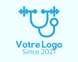 Dumbbell - Blue Medical Stethoscope logo design