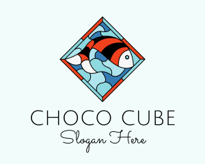 Frame - Fish Plate Stained Glass logo design