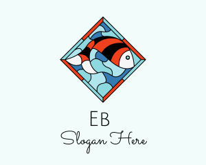 Water - Fish Plate Stained Glass logo design