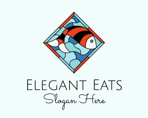 Fish Plate Stained Glass logo design