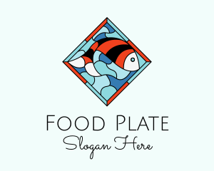 Plate - Fish Plate Stained Glass logo design