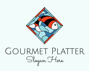 Platter - Fish Plate Stained Glass logo design