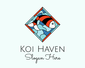 Fish Plate Stained Glass logo design