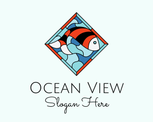 Fish Plate Stained Glass logo design