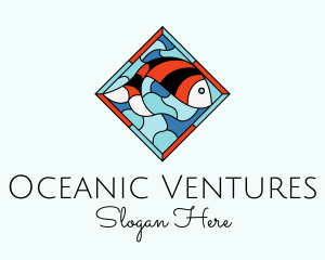 Fish Plate Stained Glass logo design