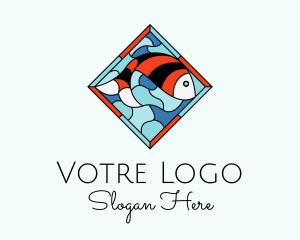 Sea - Fish Plate Stained Glass logo design