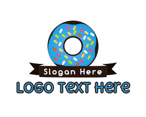 Donut - Sweet Donut Ribbon logo design