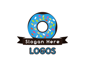 Dessert - Sweet Donut Ribbon logo design