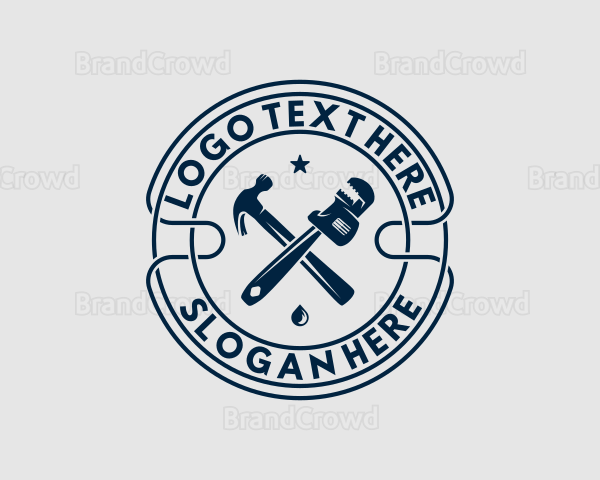 Plumber Wrench Hammer Logo