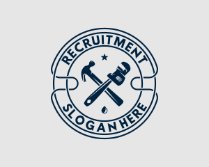 Maintenance Crew - Plumber Wrench Hammer logo design