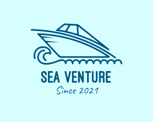 Blue Speedboat Boat logo design