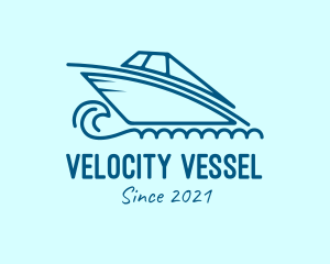 Blue Speedboat Boat logo design