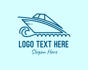 Blue Speedboat Boat Logo