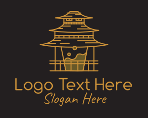 Kyoto - Coffee Temple Outline logo design