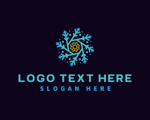 Sheild - Snowflake HVAC Heating Cooling logo design