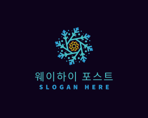 Snowflake HVAC Heating Cooling logo design