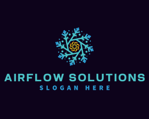 Snowflake HVAC Heating Cooling logo design