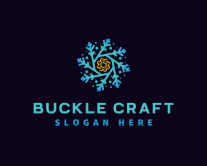 Snowflake HVAC Heating Cooling logo design